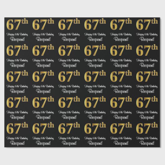 67誕生日:エレガント豪華なフェイク金ゴールドルック# ラッピングペーパー (フラット)