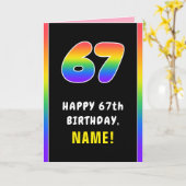 67誕生日:カラフルレインボー# 67,名前をカスタムする カード (黄色い花)