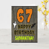 67誕生日:不気味ハロウィーンテーマ、名前をカスタムする カード (黄色い花)