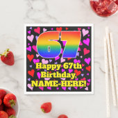 67誕生日:愛するハートパターン、虹# 67 スタンダードランチョンナプキン (インサイチュ)