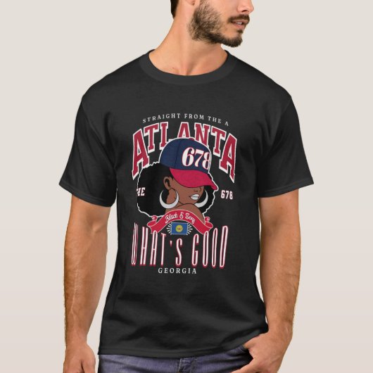 678 ATL地域コード 無防備なメラネーション Tシャツ (正面)
