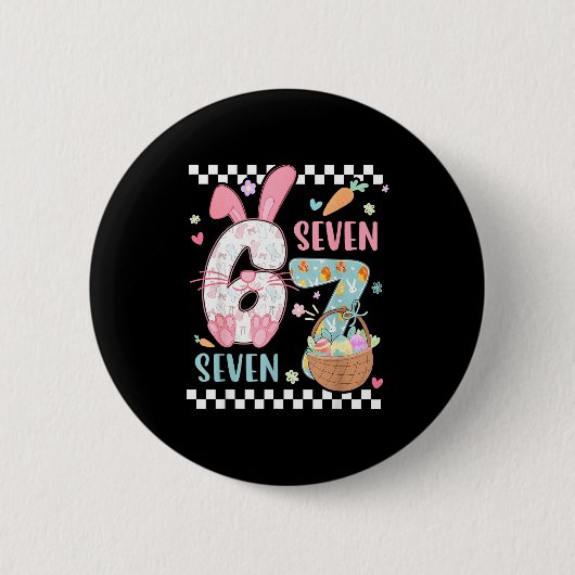 67 うさぎ six seven イースター 6 7 イースター ハッピーイースター 缶バッジ (正面)