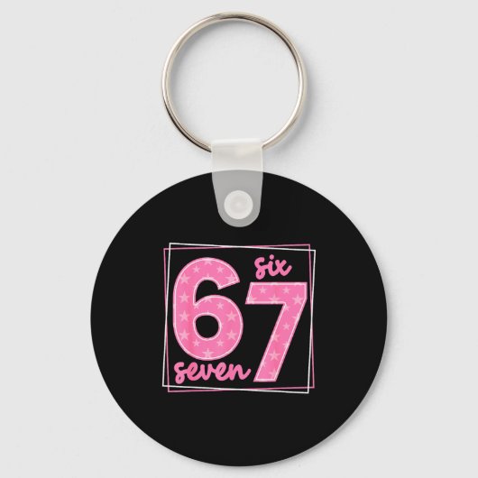 67 おもしろい数字 67 誕生日 Meme キーホルダー (正面)