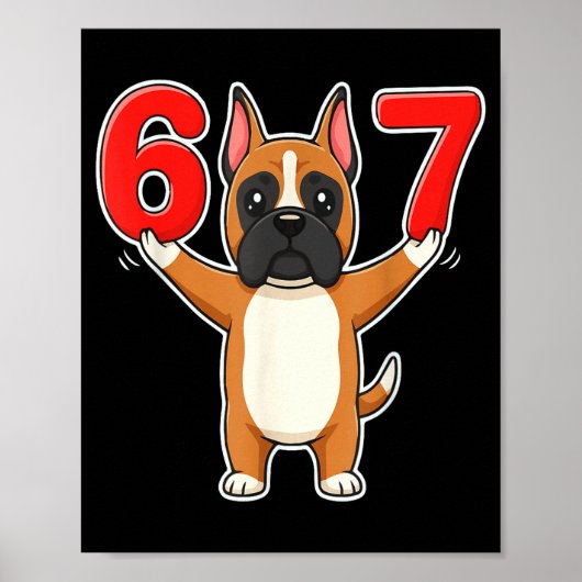 67 おもしろい ボクサー犬 six seven 6-7 ミーム Gen Z ユーモア ポスター (正面)