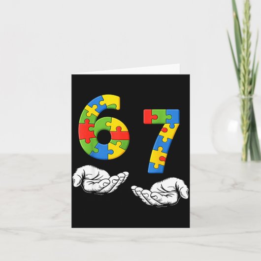 67 おもしろい six seven gen ミーム 自閉症啓発 カード (正面)