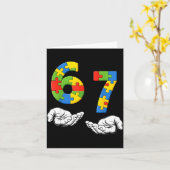 67 おもしろい six seven gen ミーム 自閉症啓発 カード (黄色い花)