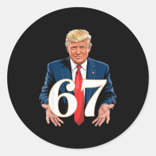 67 おもしろ トランプ 67 手のミーム スラング 6 7 ハンド ラウンドシール