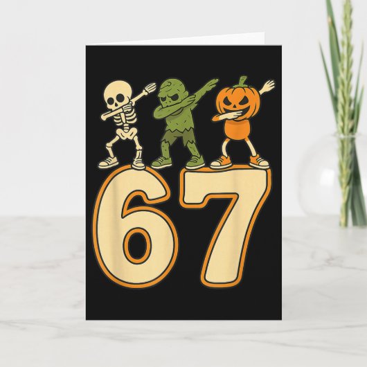 67 おもしろ ハロウィン 番号 6 7 メンズ レディース カード (正面)