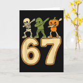 67 おもしろ ハロウィン 番号 6 7 メンズ レディース カード (黄色い花)