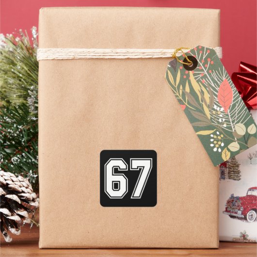 67 おもしろ ミーム 六 七 Z 世代 スクエアシール (クリスマス)