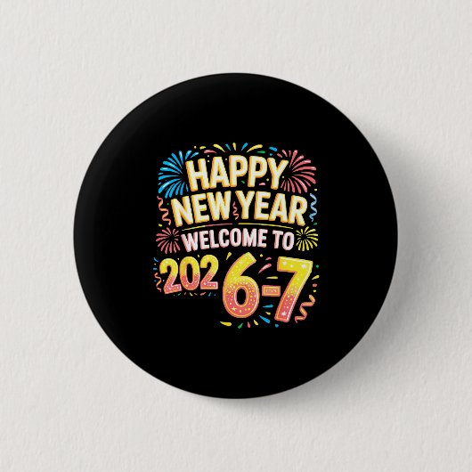 67 お正月 - 謹賀新年 2026-7 楽しい 67 缶バッジ (正面)