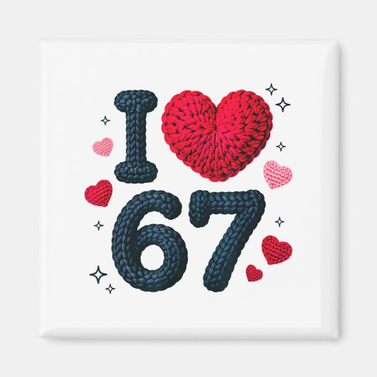 67 かわいい ほっこり 67 あみもの 柄 67 メモリを愛する マグネット (正面)