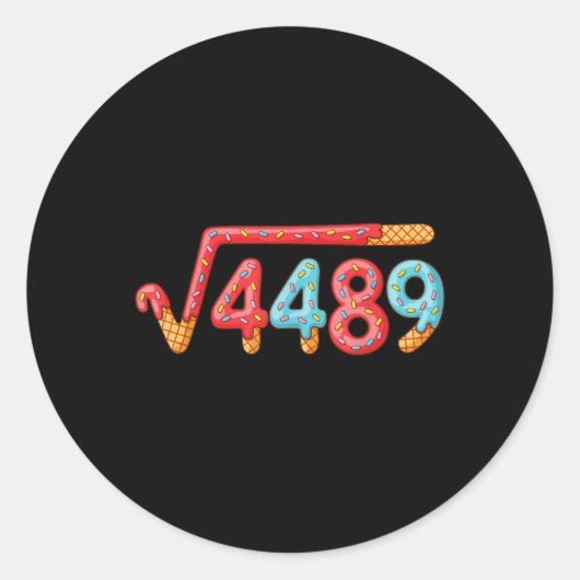 67 アイスクリームしたたりミーム平方根 4489 ラウンドシール (正面)