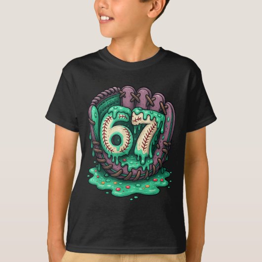 67 アイスクリーム 滴る おもしろい セブン バズーカ Tシャツ (正面)