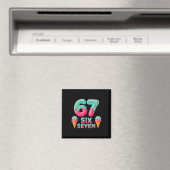 67 アイスクリーム 滴る ミーム おもしろい シックス セブン Gen Alpha S マグネット (インサイチュ (食洗機))