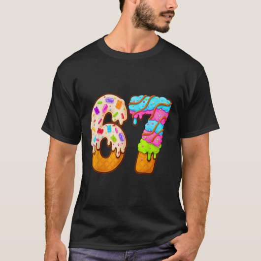 67 アイスクリーム 滴る ミーム おもしろい Six Seven Z世代 S Tシャツ (正面)