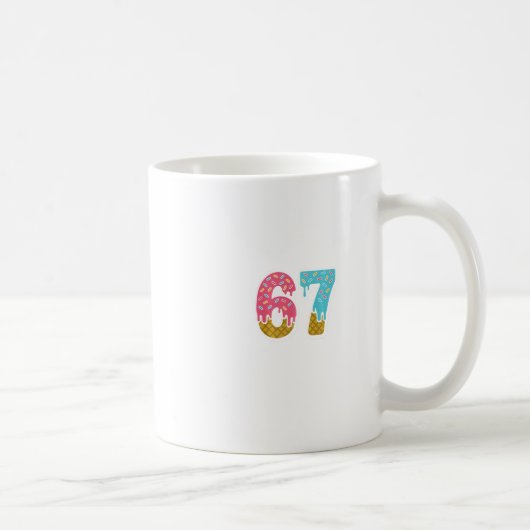 67 アイス 滴り メーム おもしろい Six Seven Z世代 コーヒーマグカップ (右)