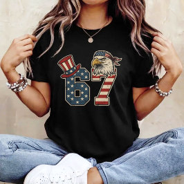 67 アメリカ国旗 イーグル 7月4日 愛国 Tシャツ