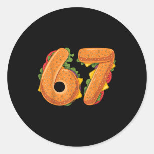 67 クリスマスバーガーシャツ 6 7 ミーム おもしろ 67 ハンバーガー ラウンドシール