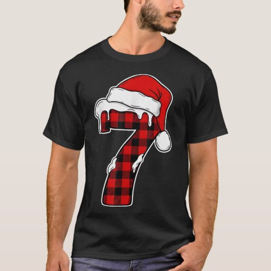 67 クリスマスパジャマシャツSix Seven Meme 7 赤格子柄 Tシャツ (正面)