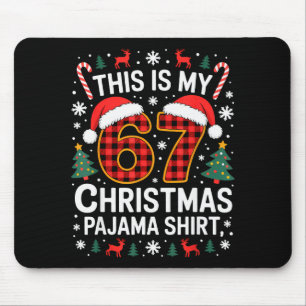 67 クリスマスパジャマ シャツ 面白い 6 7 ミーム 脳 マウスパッド