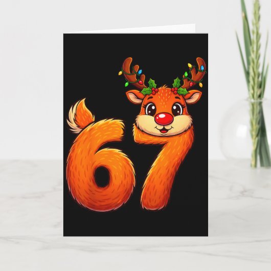 67 クリスマス おもしろ トナカイ Bruh Meme パジャマ レディース カード (正面)
