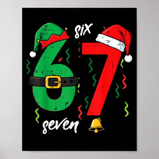 67 クリスマス おもしろ 6 7 メーム 6 7 Xmas 男子 ポスター (正面)
