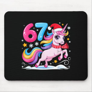 67 クリスマス かわいい ユニコーン シックス セブン ミーム 6 7 クリス マウスパッド