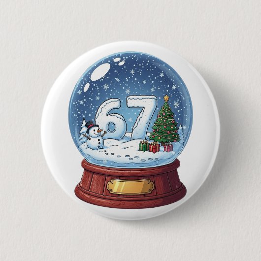 67 クリスマス スノーグローブ 冗談 Sixty Seven メーム 缶バッジ (正面)