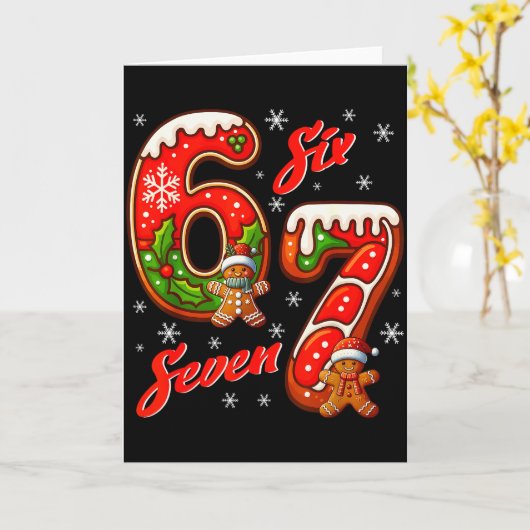 67 クリスマス ミーム セイ 6 7 ミーム コスチューム クリスマス カード (黄色い花)