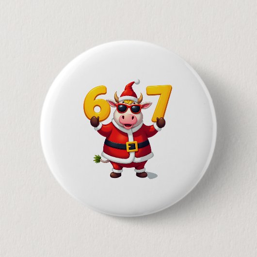 67 クリスマス ユニコーン 6 7 少女 キッズ 面白い メッセージ 缶バッジ (正面)