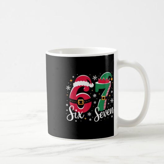 67 クリスマス 冗談 Six Seven メメ デザイン コーヒーマグカップ (右)