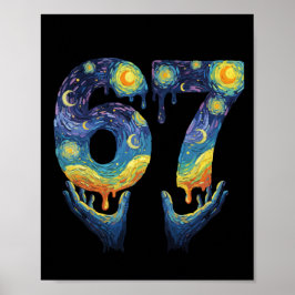 67 ゴッホの星空アイスクリームドリップ おもしろTシャツ ポスター