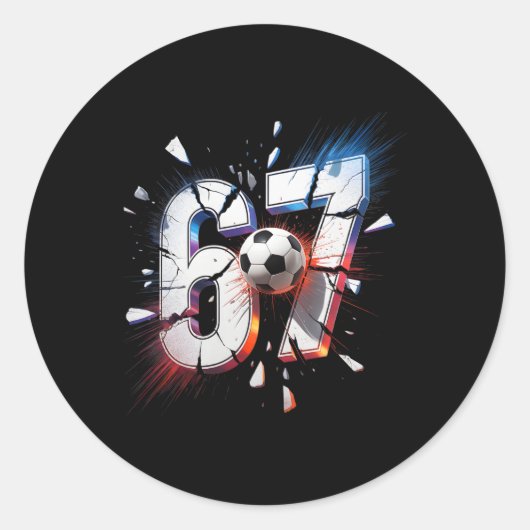 67 サッカー シックス セブン 6 7 ミーム 67 ラウンドシール (正面)