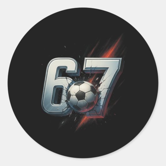 67 サッカー シックス セブン 6 7 ミーム 67 _4 ラウンドシール (正面)