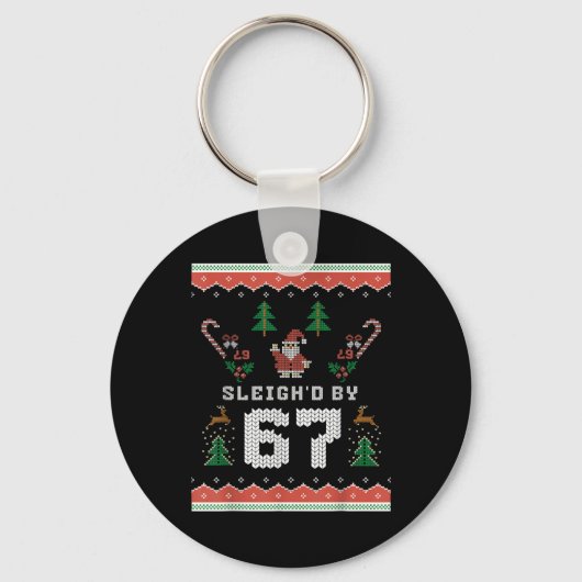 67 サンタ クリスマスの格好が悪い Six Seven キーホルダー (正面)