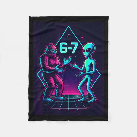 67 シックスセブン ミーム 面白い ビッグフット エイリアン サスクワッチ Uf フリースブランケット (正面)