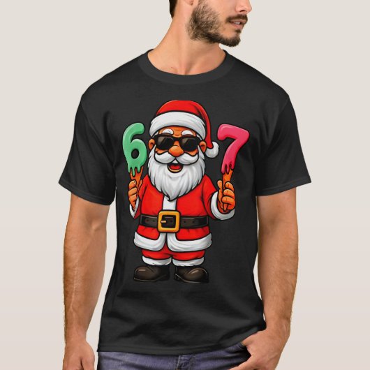 67 シックス セブン サンタ メメ クリスマス おもしろい Tシャツ (正面)