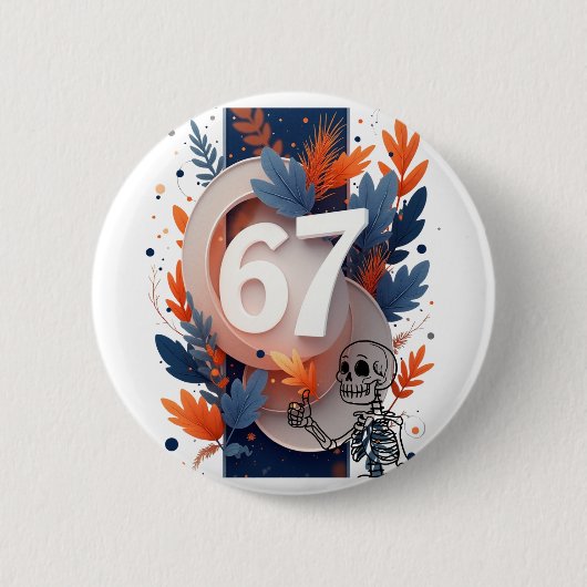 67 スケルトンの手 ハロウィン 缶バッジ (正面)