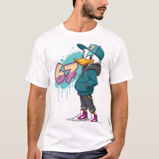67 ストリートダック - 都市風カートゥーン スタイル Tシャツ (正面)