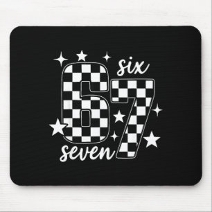 67 チェッカーボード柄 Six Seven ミーム 6 7 アルファ世代 先生 マウスパッド
