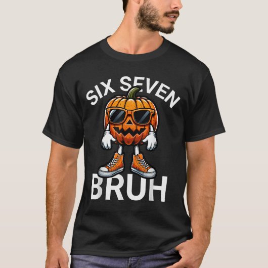 67 ハロウィン おもしろ 6 7 ミーム Brainrot パンプキン Tシャツ (正面)