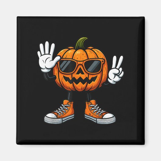 67 ハロウィン カボチャ 面白い 脳回転 メメ キッズ 6 マグネット (正面)