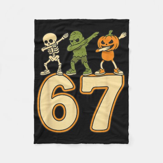 67 ハロウィン ナンバー 6 7 男性 女性 フリースブランケット (正面)
