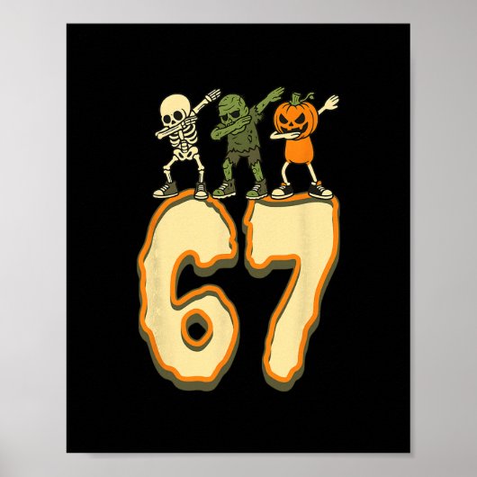 67 ハロウィン ミーム 6 7 数字 シックス セブン おもしろ 子供 ポスター (正面)