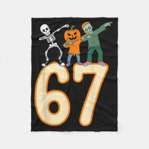 67 ハロウィン ミーム 6 7 数字 シックス セブン スケルトン フリースブランケット