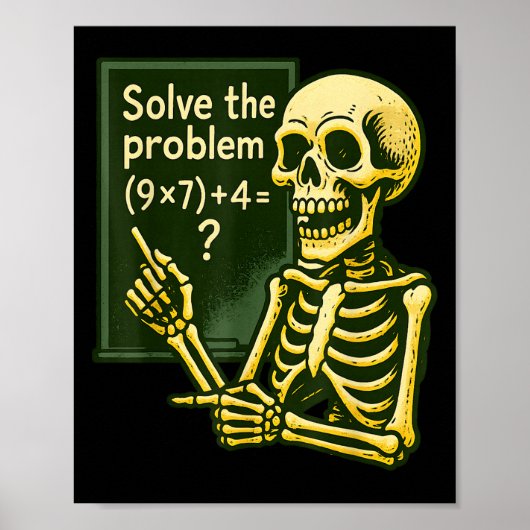 67 ハロウィン 数学 おもしろ 六 七 ミーム Brainrot スケルトン ポスター (正面)