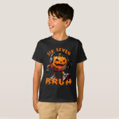 67 ハロウィン 面白い 六 七 ミーム 脳腐り かぼちゃ Tシャツ (正面フル)