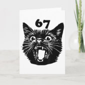 67 ハロウィン 黒猫 ブラインロット ミーム 六 七 女子 カード (正面)