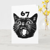 67 ハロウィン 黒猫 ブラインロット ミーム 六 七 女子 カード (黄色い花)